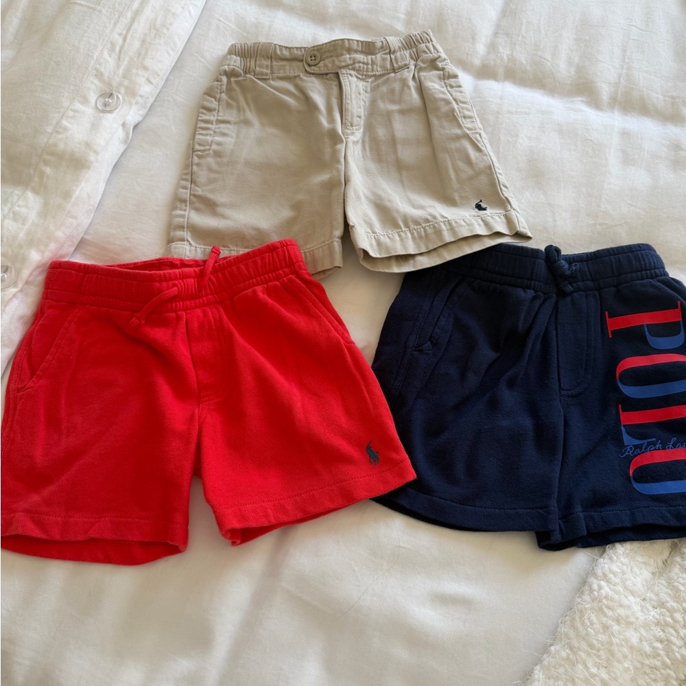 Polo by Ralph Lauren Kids Red, Navy & Khaki Shorts Trio